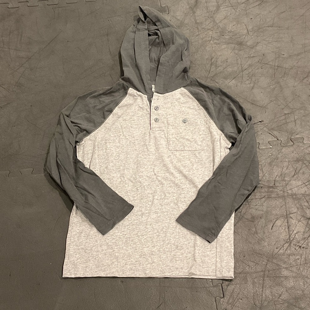 Old Navy Two-Tone Gray Hooded Henley